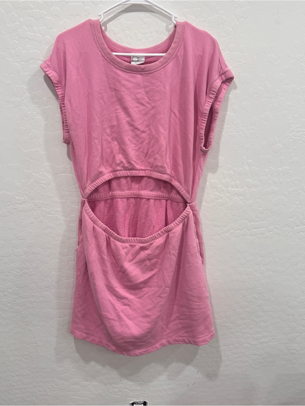 Offline by aerie Weekend Fleece Pink Cutout Mini Dress Womens Large Athleisure